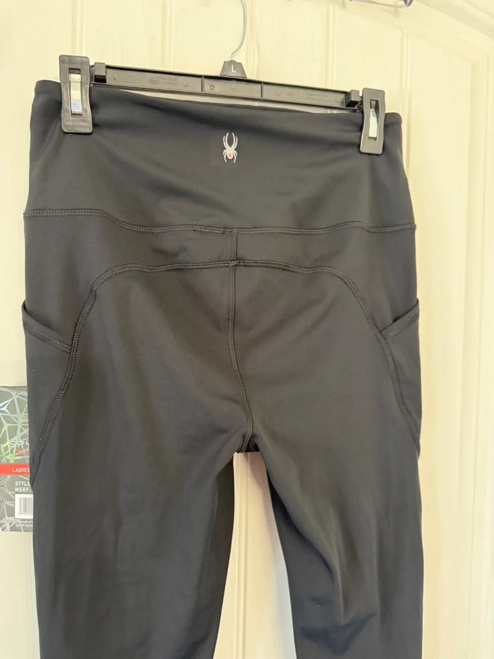 NWT Spyder Black High-Waist Athletic Capri Leggings with Side Pocket - Picture 5 of 7
